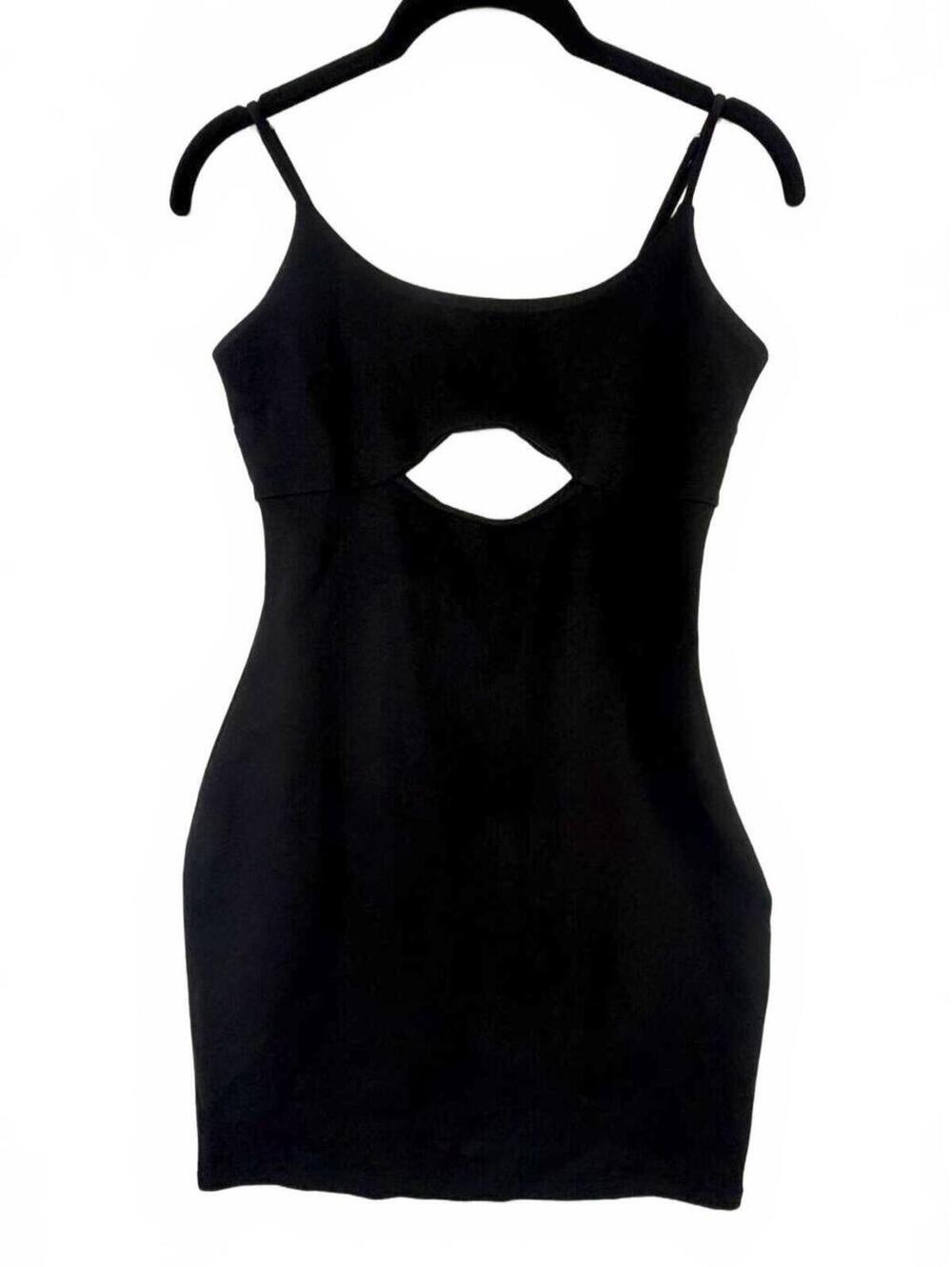AQUA Bloomingdales Black Cutout Mini Dress Spaghetti‎ Strap Bodycon Size Small